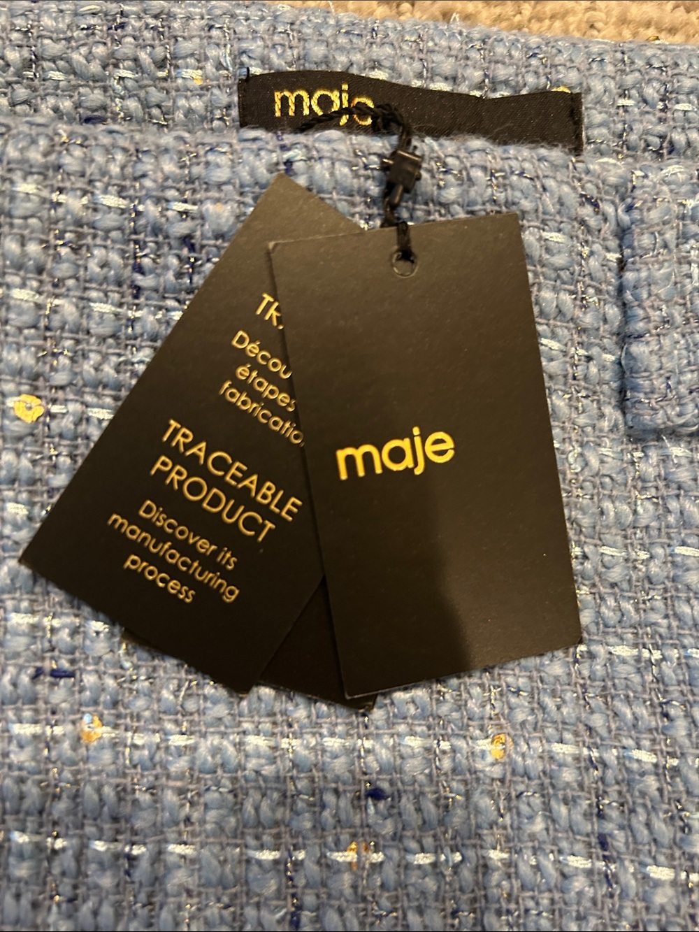 Maje Blue Tweed Skort with Metallic Accents 38 - Picture 6 of 6